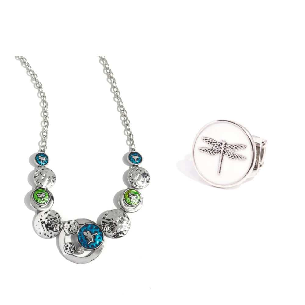 Paparazzi Silver Necklace with Blue and Green Accents